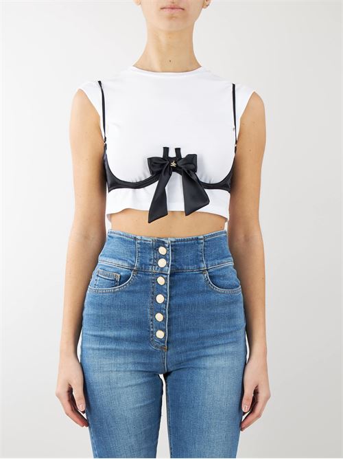 Cotton T-shirt with bra accessory Elisabetta Franchi ELISABETTA FRANCHI | Top | TO01542E2392